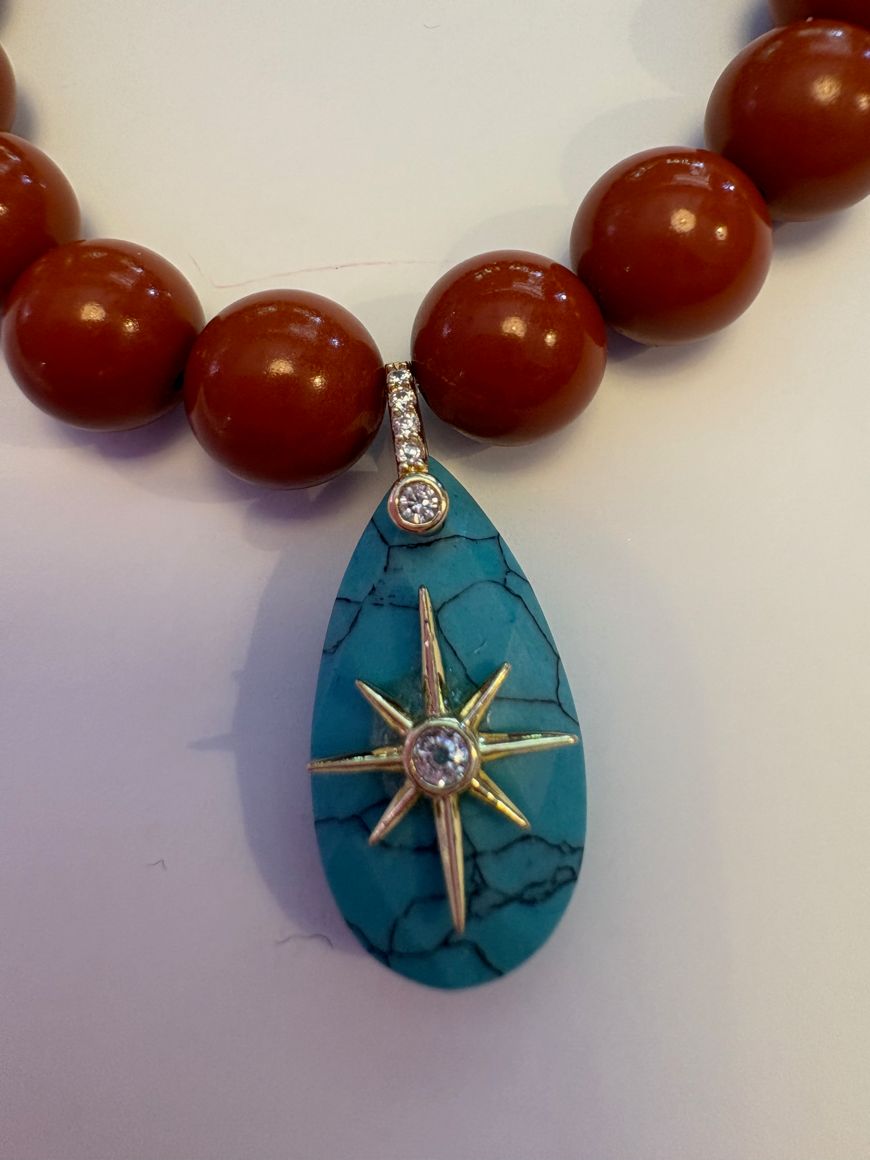 Bracciale Bisette - JAIPUR  OCEANO  corallo rosso  con charm turchese stella