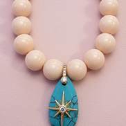 Bracciale Bisette - JAIPUR  OCEANO  corallo rosa  con charm turchese stella