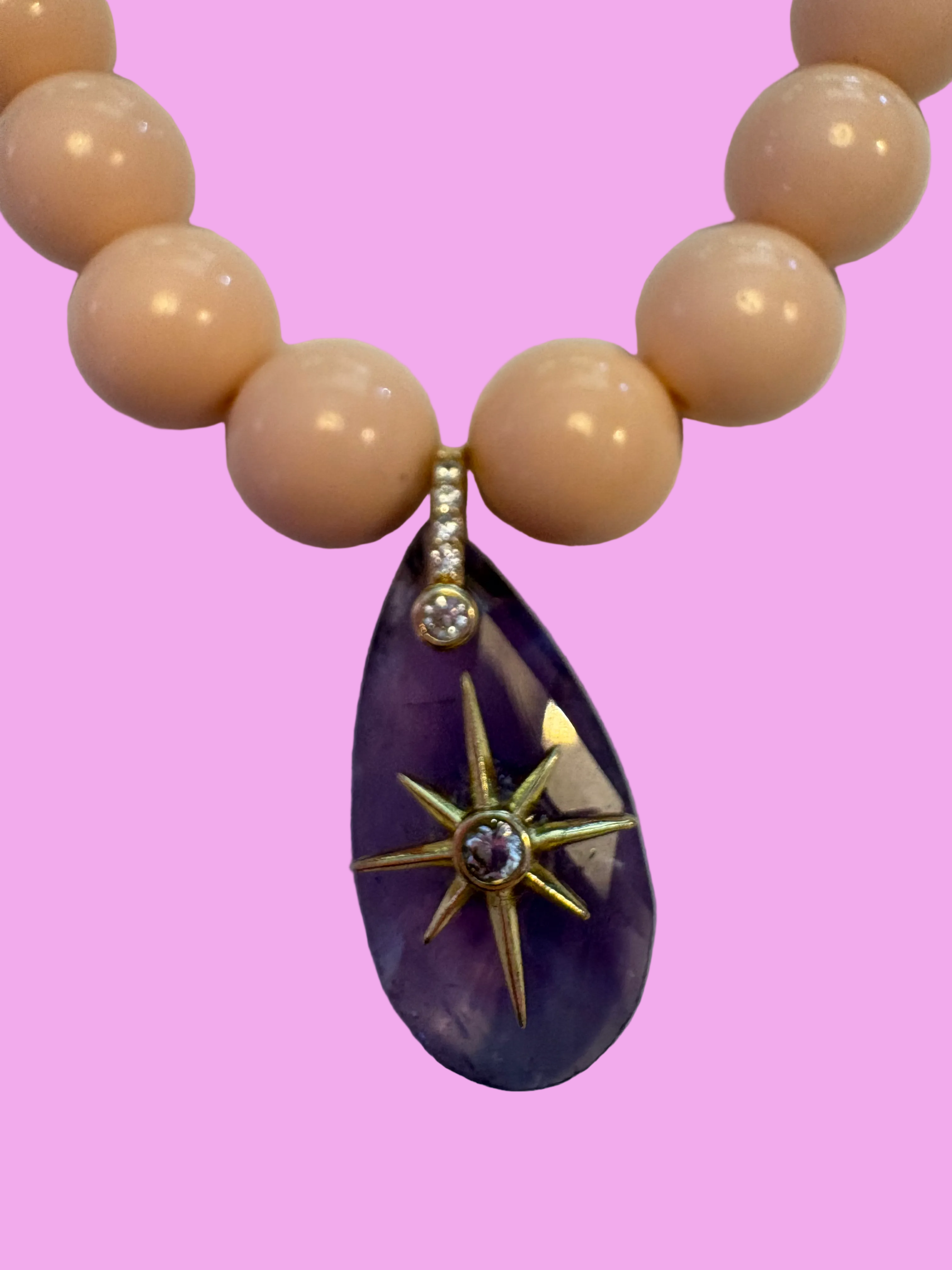 Bracciale Bisette - JAIPUR  OCEANO  corallo rosa  con charm ametista stella