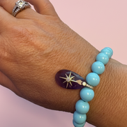 Bracciale Bisette - JAIPUR  OCEANO  turchese  con charm ametista stella