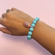 Bracciale Bisette - JAIPUR  OCEANO   turchese con charm agata rosa stella