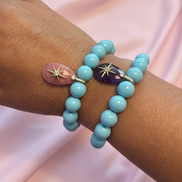 Bracciale Bisette - JAIPUR  OCEANO  turchese  con charm ametista stella