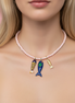 Collana POISSONS - Corallo rosa  mm 6 - chiusura argento 925 - cm 40  chrams pesciolini