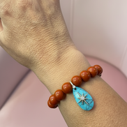 Bracciale Bisette - JAIPUR  OCEANO  corallo rosso  con charm turchese stella
