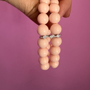 Bracciale Bisette - 2 file corallo rosa con barrette argento 925  e zirconi