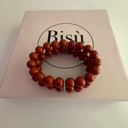 Bracciale Bisette - MEDITERRANEA 3 file corallo rosso con barrette argento 925 rodiato  e zirconi