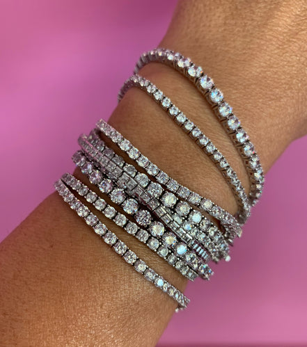 TENNIS bracciale argento 925 con zirconi bianchi - mm2 mm3 mm4