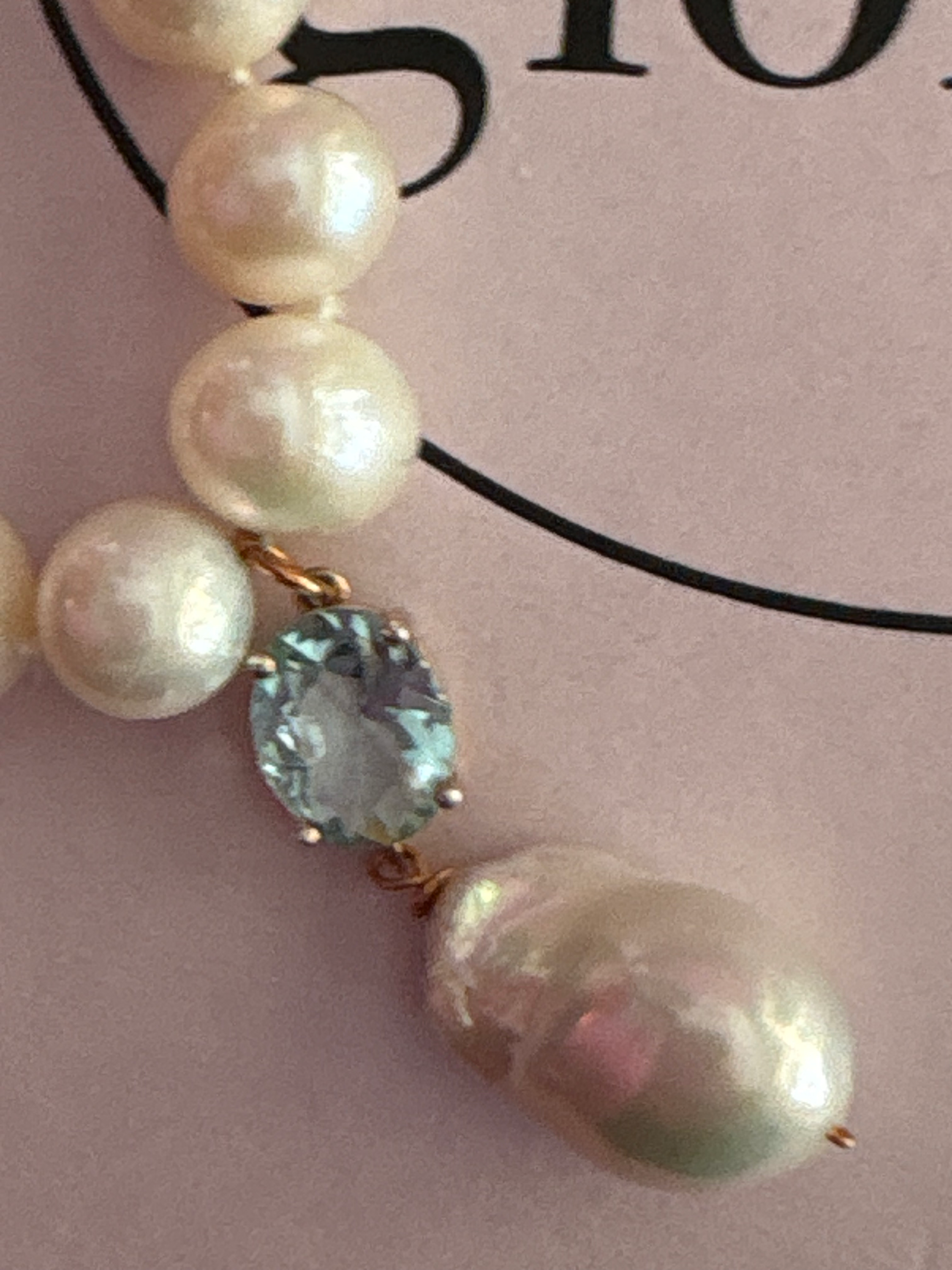 MADELAINE - Collana perle con pendente zircone azzurro