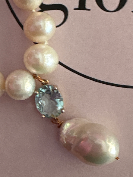 MADELAINE - Collana perle con pendente zircone azzurro