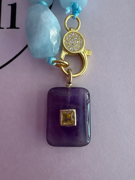 Collana JAIPUR - Acquamarina e pendente ametista