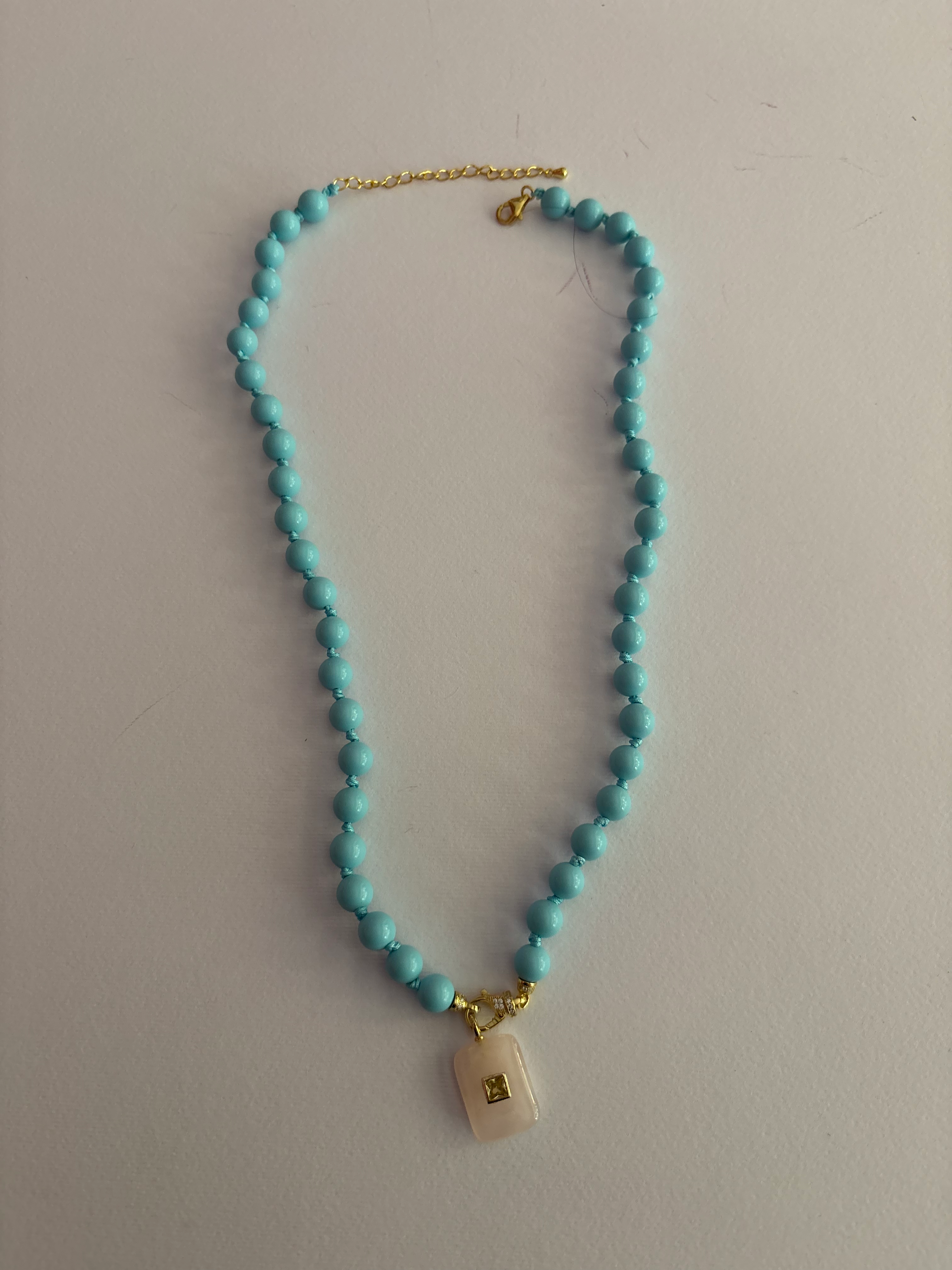 Collana JAIPUR - turchese e pendente quarzo rosa