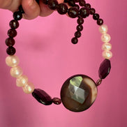 INCANTEVOLE -  Chocker di perle coltivate grandi con topazio fumé