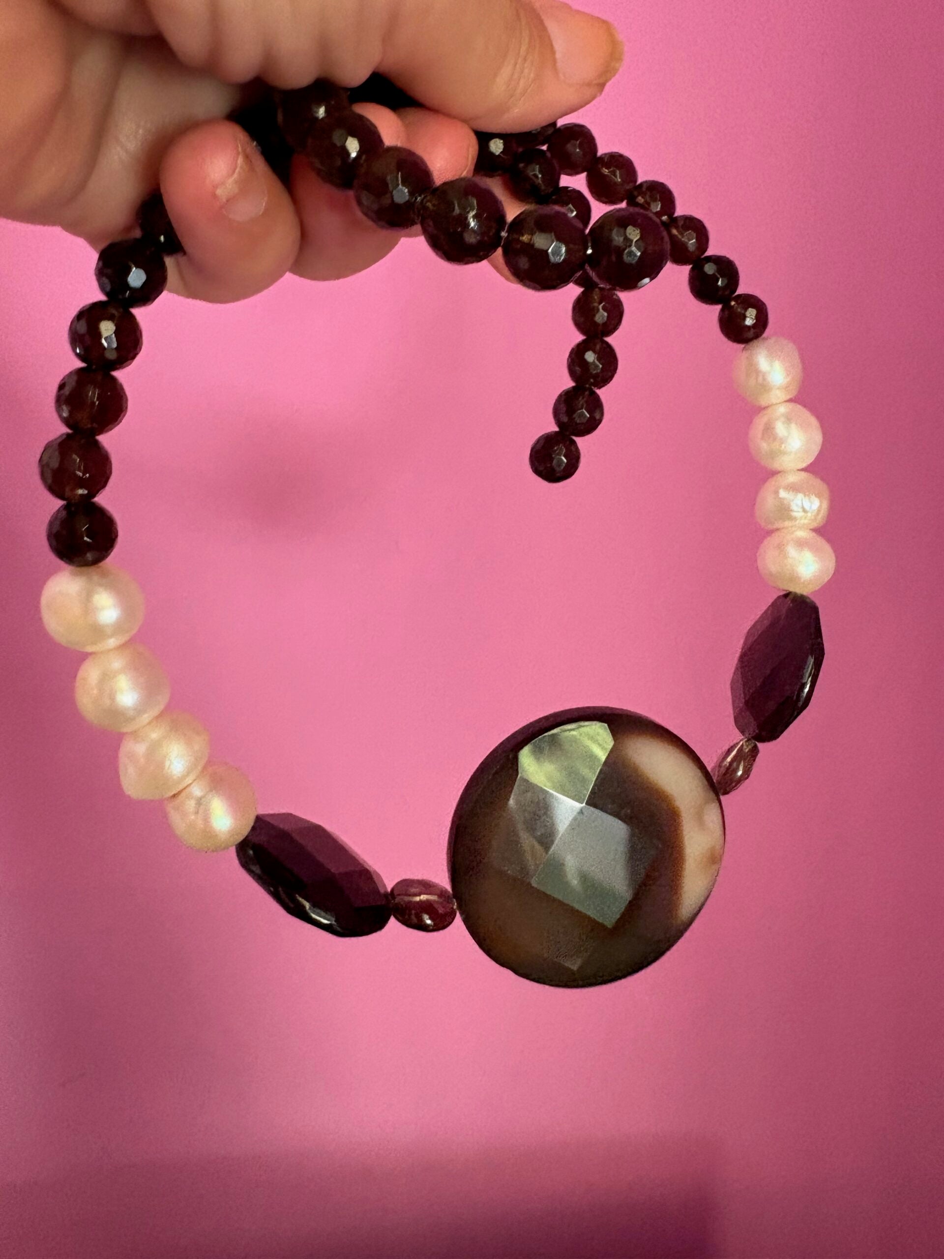 INCANTEVOLE -  Chocker di perle coltivate grandi con topazio fumé