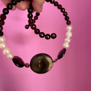 INCANTEVOLE -  Chocker di perle coltivate grandi con topazio fumé