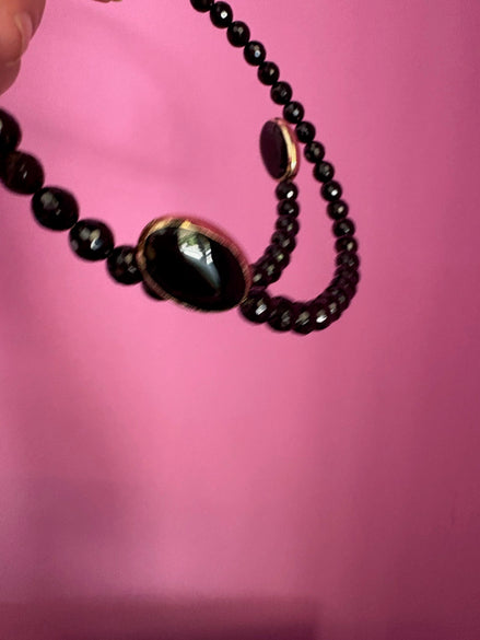 INCANTEVOLE -  Chocker flessibile contrarié  onice sfaccettato con terminali inserti ovali