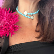 INCANTEVOLE -  OCEANO Chocker flessibile contrarié  turchese  0,8 con terminali madreperla