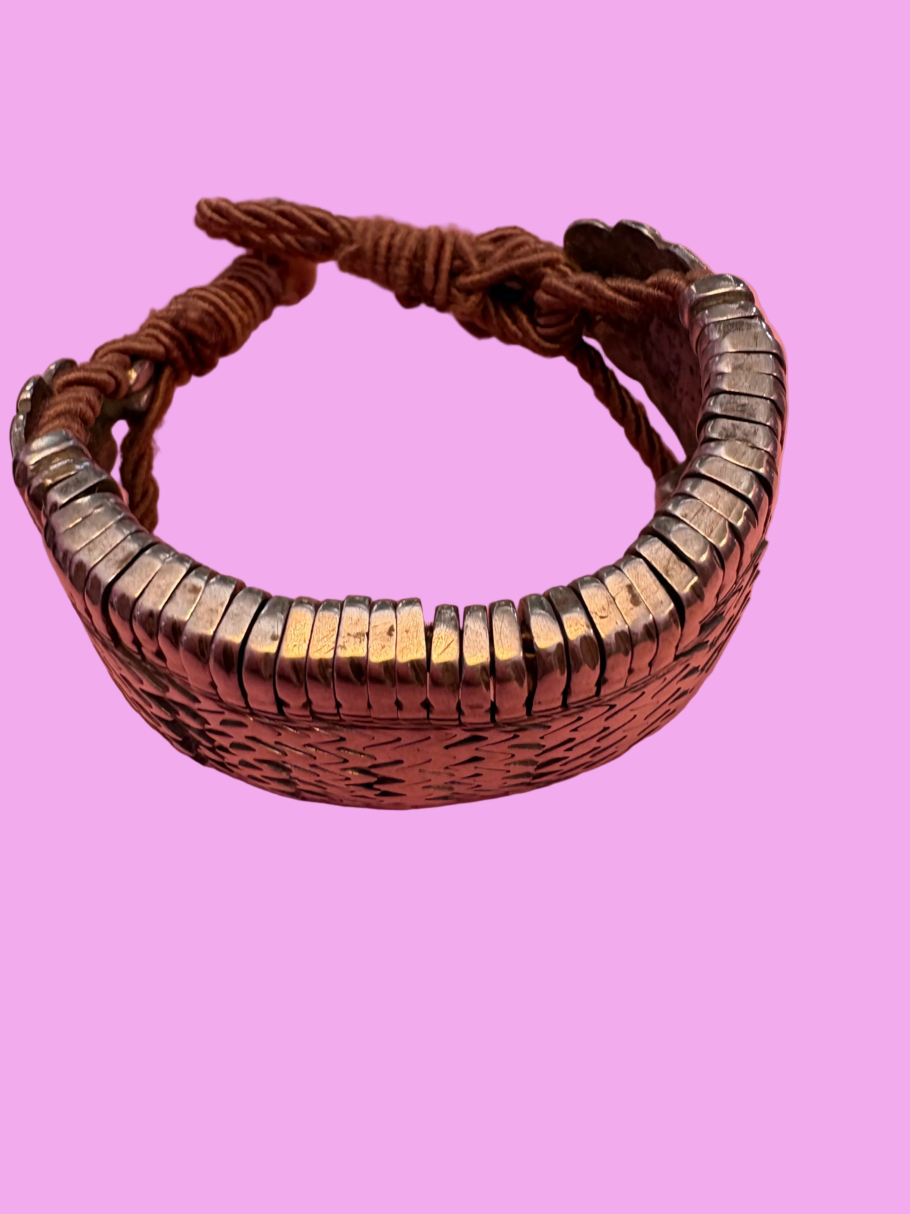 Bracciale collezione ETNICA -    Argento 925 snodato con chiusura cotone