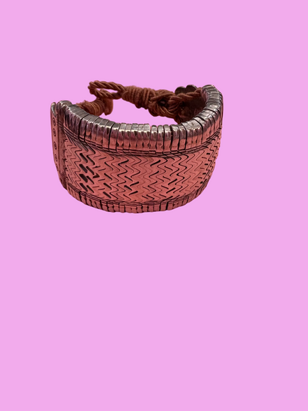 Bracciale collezione ETNICA -    Argento 925 snodato con chiusura cotone
