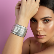 Bracciale collezione ETNICA -    Argento 925 snodato con chiusura cotone