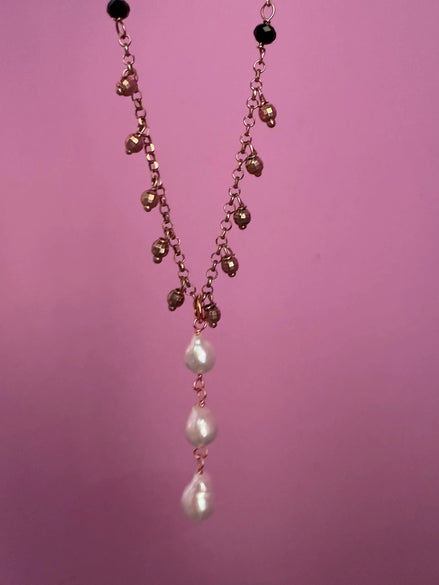 Deliziosa – Collana rosario con pendente 3 perle in argento 925 rose