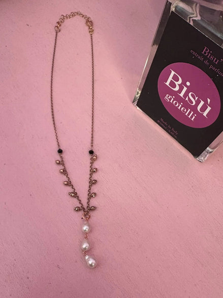 Deliziosa – Collana rosario con pendente 3 perle in argento 925 rose