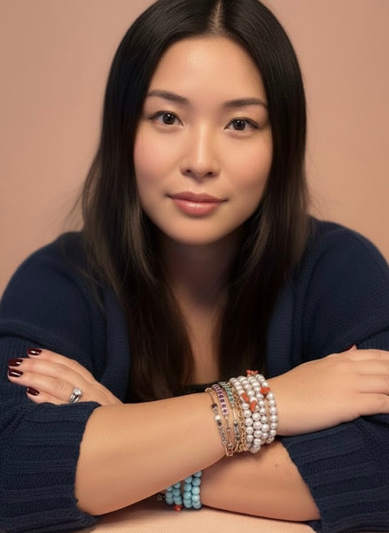 Bracciale Bisette -  perle grey  con corallo naturale