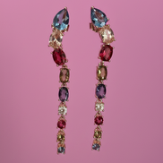 Orecchini  Snake argento 925 rosé con zirconi colorati