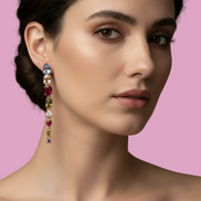 Orecchini  Snake argento 925 rosé con zirconi colorati