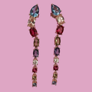 Orecchini  Snake argento 925 rosé con zirconi colorati
