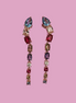 Orecchini  Snake argento 925 rosé con zirconi colorati