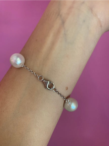 Braccialetto AMORE in argento con perle