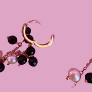 Chandelier - Orecchini  rosé con cascata di onice e perle coltivate