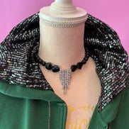 Felpa Gioiello : Felpa verde Oversize con Ricami in Paillettes e Cristalli – Lusso Couture
