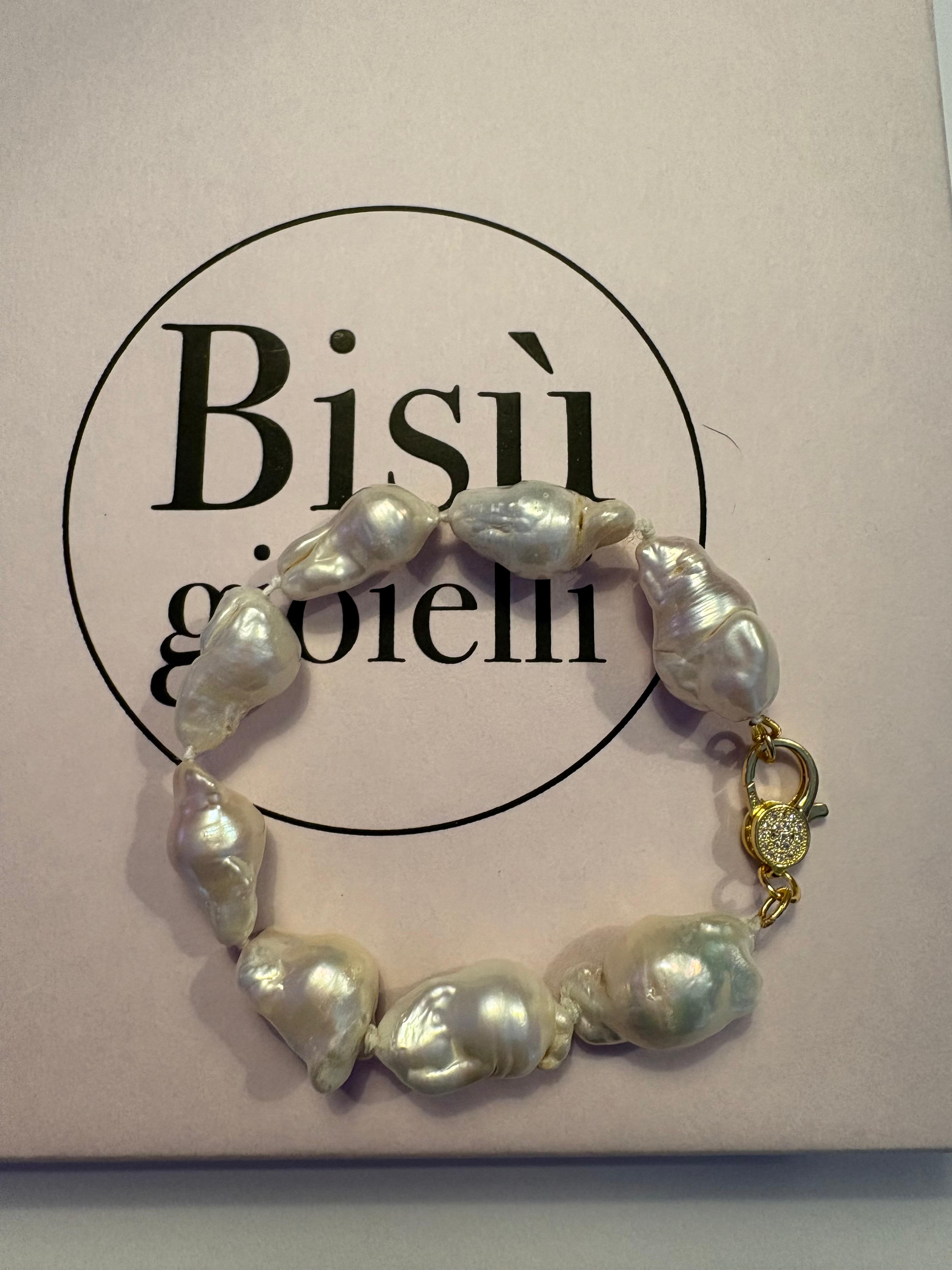 Bracciale Madeleine -  grandi perle barocche chiusura gioiello oro giallo