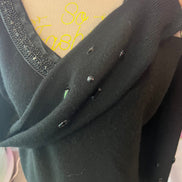 Jewel Sweater: Black V-neck oversized sweater with Sequin and Crystal Embroidery - Luxury Couture