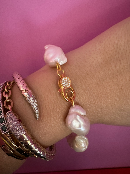 Bracciale Madeleine -  grandi perle barocche chiusura gioiello oro giallo