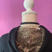 Felpa Gioiello : Felpa nera Oversize con Ricami in Paillettes e Cristalli – Lusso Couture
