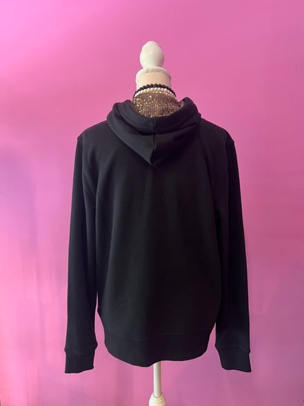 Felpa Gioiello : Felpa nera Oversize con Ricami in Paillettes e Cristalli – Lusso Couture