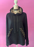 Felpa Gioiello : Felpa nera Oversize con Ricami in Paillettes e Cristalli – Lusso Couture