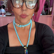 INCANTEVOLE -  OCEANO Chocker flessibile turchese 1.2 contrarié con terminali gold perle
