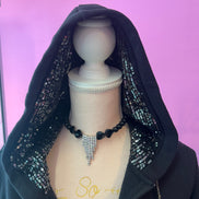 Felpa Gioiello : Felpa nera Oversize con Ricami in Paillettes e Cristalli – Lusso Couture