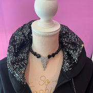 Felpa Gioiello : Felpa nera Oversize con Ricami in Paillettes e Cristalli – Lusso Couture