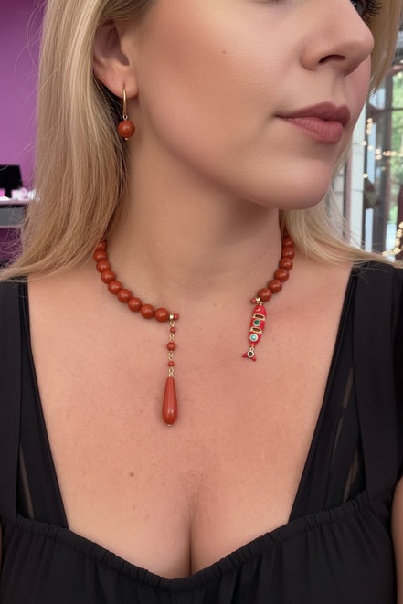 INCANTEVOLE -  Poissons MEDITERRANEA  Chocker flessibile corallo  con terminale pesciolino