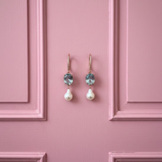 Orecchini -  MADELEINE perle e zircone acquamarina argento 925 rosé