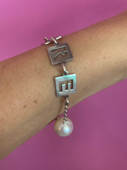 Braccialetto AMORE in argento con perle