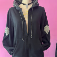 Felpa Gioiello : Felpa nera Oversize con Ricami in Paillettes e Cristalli – Lusso Couture