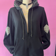 Felpa Gioiello : Felpa nera Oversize con Ricami in Paillettes e Cristalli – Lusso Couture