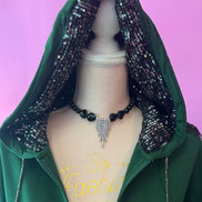 Felpa Gioiello : Felpa verde Oversize con Ricami in Paillettes e Cristalli – Lusso Couture