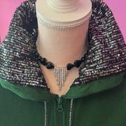 Felpa Gioiello : Felpa verde Oversize con Ricami in Paillettes e Cristalli – Lusso Couture
