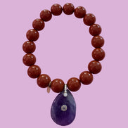 Bracciale Bisette - JAIPUR  MEDIETRRANEA  corallo rosso  con charm ametista